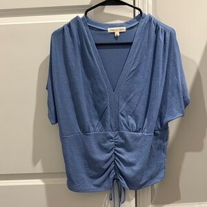 Women’s Casual Blue V-Neck Blouse Size L 8017